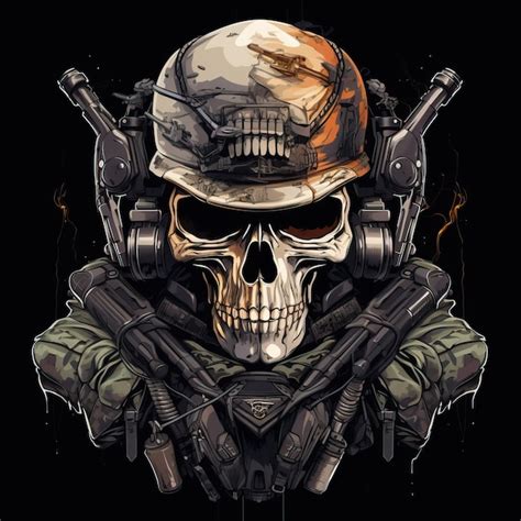 Crâne graphique croisé avec des fusils et des grenades en forme de ...