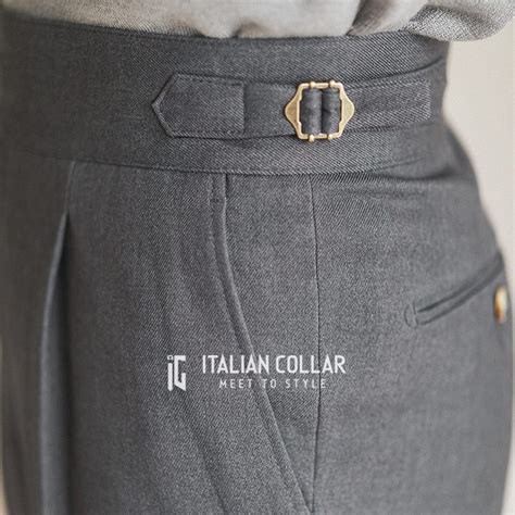 Stone Grey Italian Exotic Gurkha Pants By Italian Collar
