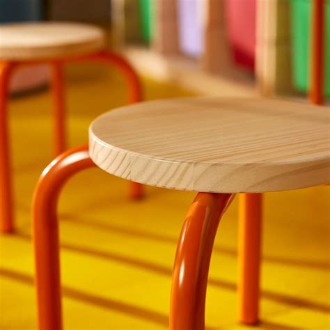 GREJSIMOJS children's stool, wood/orange - IKEA