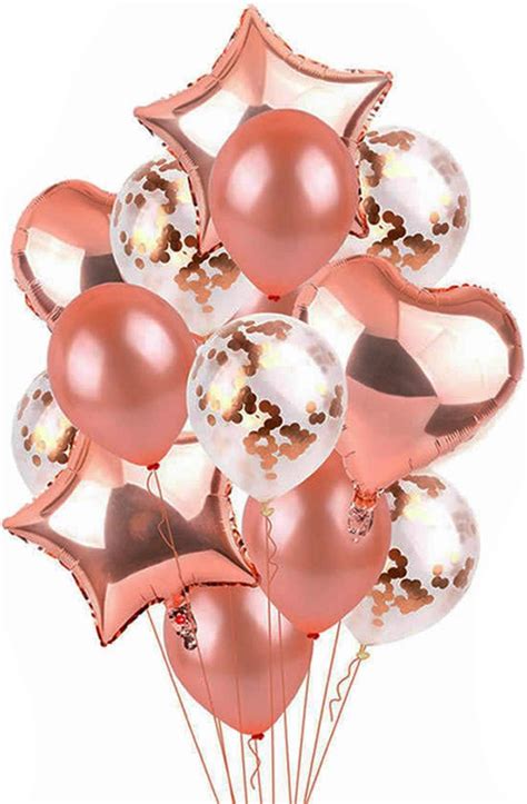 Party Propz Rose Gold Balloons For Decoration 13 Pcs Rose gold Heart ...