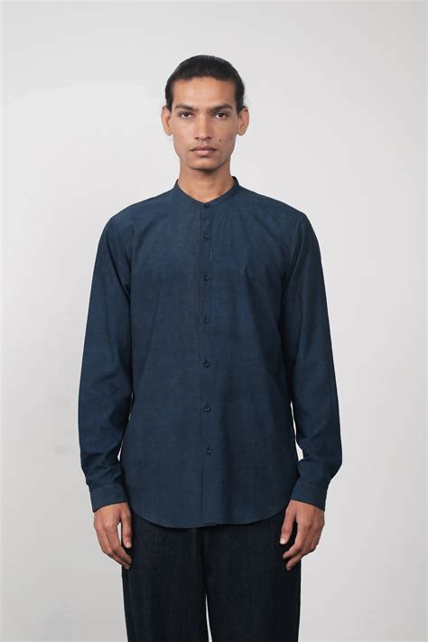 Indigo Band Collar Shirt | 11.11