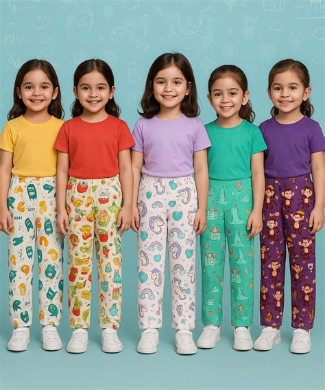 Pure Cotton Girls Printed Track Pant for Casual Night wear for Kids ...