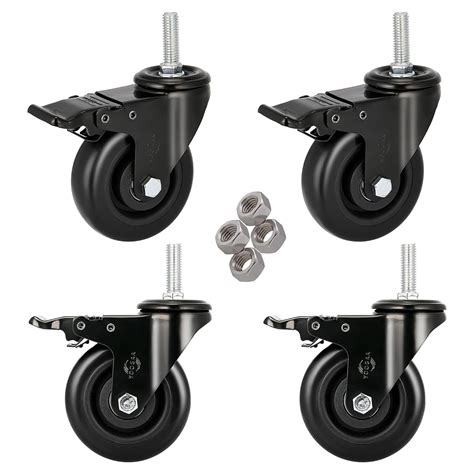 Buy Stem Caster Wheels 5 inch Casters with Safety Dual Locking 1500Lbs ...