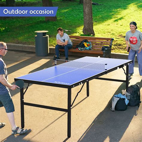Portable Table Tennis Table, Mid-Size Ping Pong Table for Indoor ...
