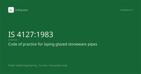 IS 4127:1983 PDF · laying glazed stoneware pipes