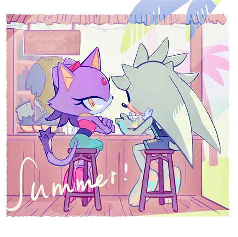 blaze the cat and silver the hedgehog (sonic) drawn by miijiu | Danbooru