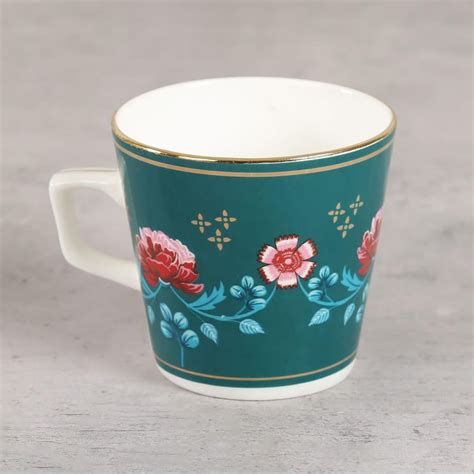 Buy Clay Craft India Circus Marine Opulence Teal Blue Printed Ceramic ...