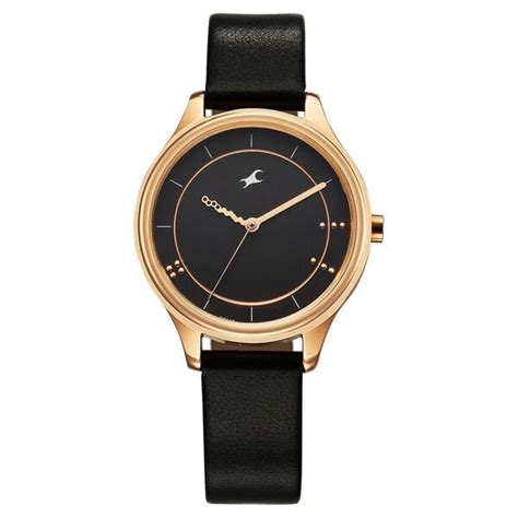 Buy Online Fastrack Stunners Quartz Analog Black Dial Black Leather ...