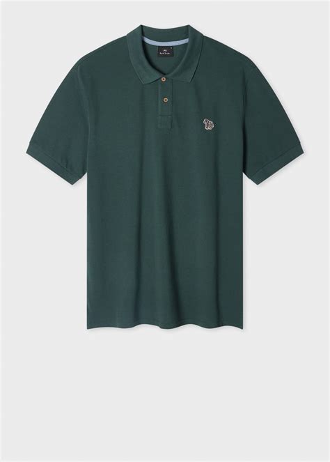 Men's Dark Green Organic Cotton Zebra Polo Shirt