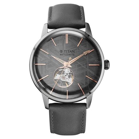 Buy Online Titan Stellar Automatic Meteorite Dial Leather Strap Watch ...