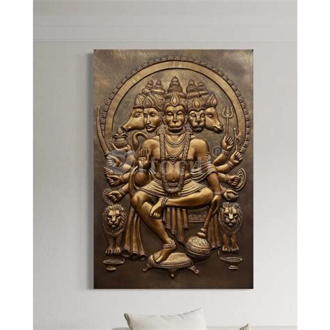 Buy 6X4 Feet Panchmukhi Hanuman 3D Relief Mural Wall Art Online - Artociti