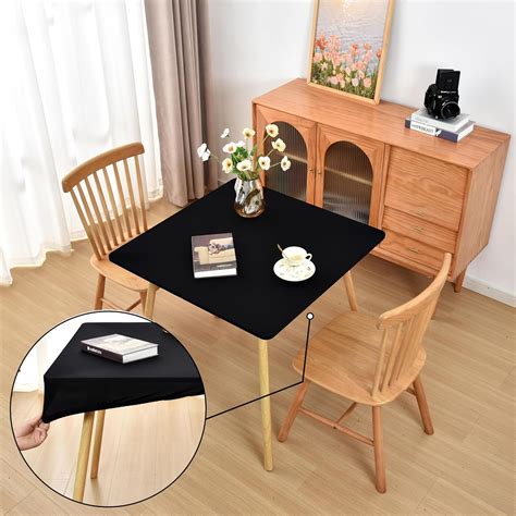 Amazon.com: Amonsa Black Fitted Tablecloth with Elastic for 48x48 inch ...