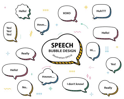 Set hand drawn speech bubbles. empty text box different shapes balloons ...