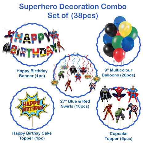 Festiko® Superhero/Avengers/Marvel Happybirthday Theme Party Decoration ...
