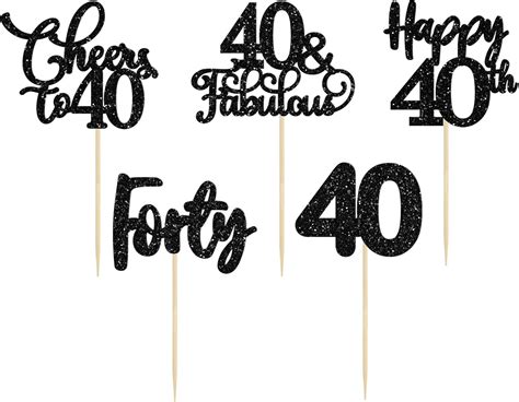 30 Pack Happy 40th Birthday Cupcake Toppers Black India | Ubuy