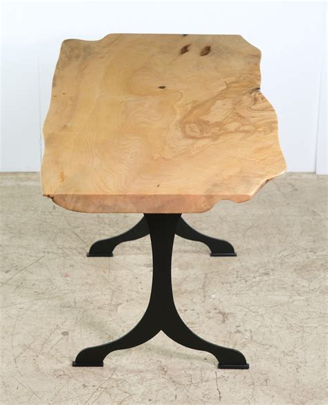 Solid Live Edge Slab Maple Table Wishbone Legs For Sale at 1stDibs ...