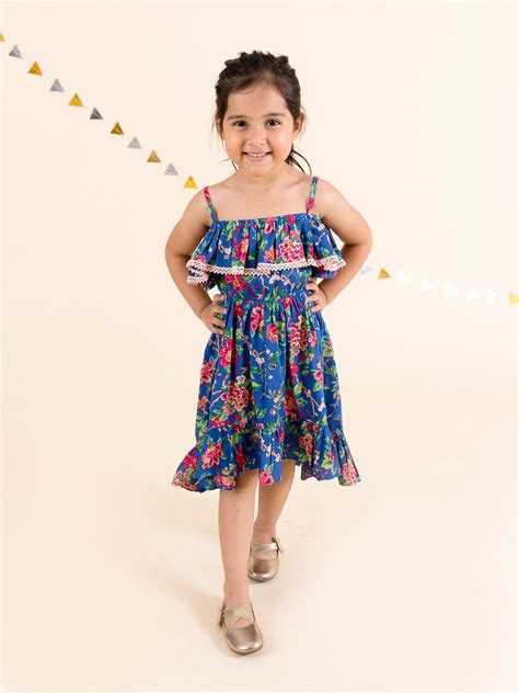 Shop Blue Floral Dress (d-blue haulter) Online