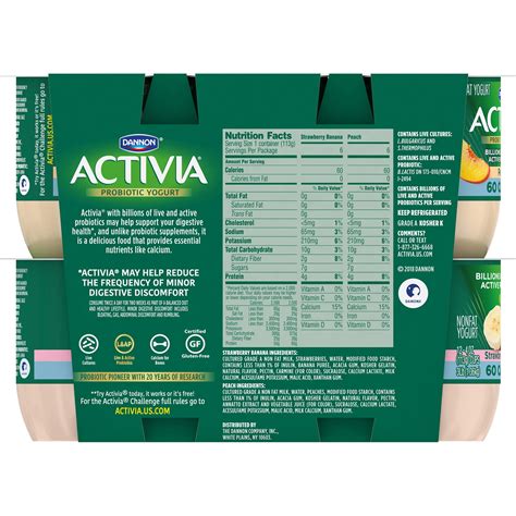 Activia Light Peach Yogurt Nutrition Facts | Shelly Lighting