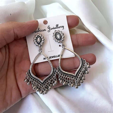 SOE05 - Oxidised Drop Jhumka Earring Base | ClartStudios