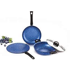 Buy Alda Non Stick Cookware Set 4-Piece (Wok with Lid, Fry Pan, Crepe ...