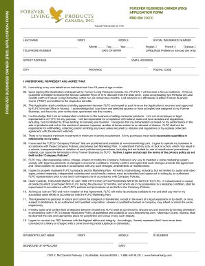Fillable Online FOREVER BUSINESS OWNER (FBO) APPLICATION FORM Fax Email ...