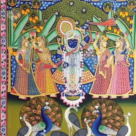 Srinathji & Gopika Pichwai Painting - 2 x 3 feet – Trove Craft India