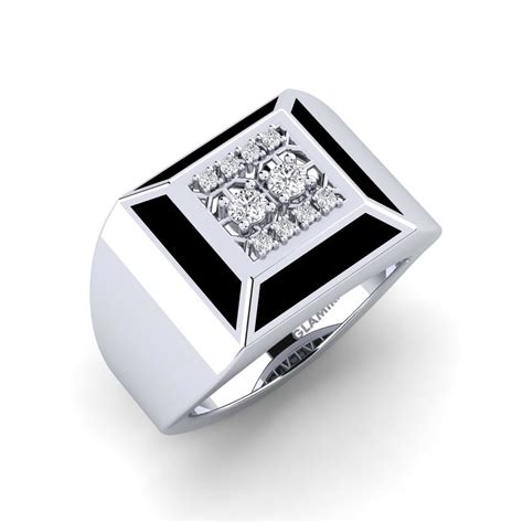 Order Men's Pinky Ring Myales in Round cut 0.14 Carat 14k White Gold ...