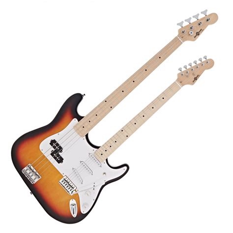 LA Double Neck Bass and Electric Guitar by Gear4music, Sunburst ...