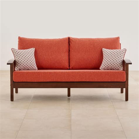 Buy Abby Fabric 3-Seater Sofa with Cushions - Orange from Home Centre ...