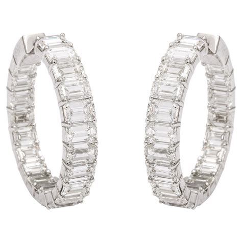 Emerald Cut Diamond Hoop Earrings For Sale at 1stDibs | emerald cut ...
