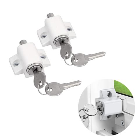 Joyzzz 2-Pack Sliding Window Locks, Aluminium, White, Key Lock, Modern ...