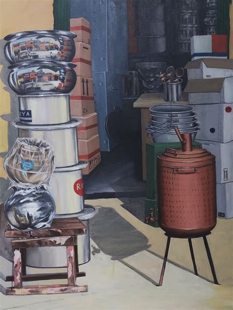 "Reflections Of Traditions": Grey Still-life painting by Divya Chinni ...