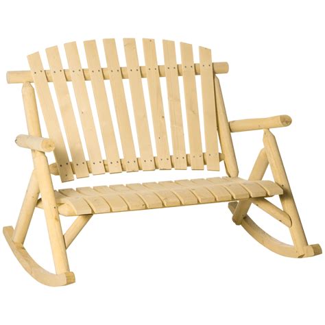 Outsunny Wooden Rocking Chair, Indoor Outdoor Porch Rocker with Slatted ...