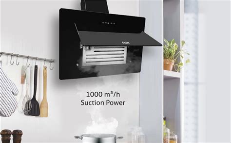 Glen Chimney 60cm 1000m3/hr Glass Vertical Kitchen Chimney With Push ...