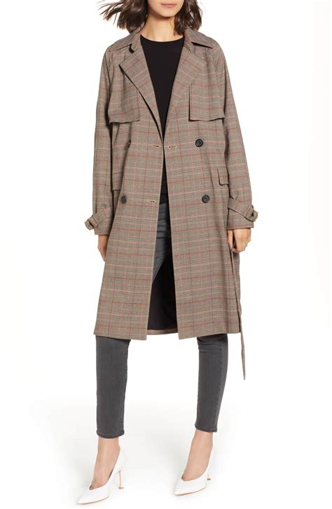 Chelsea28 Plaid Trench Coat | Nordstrom | Plaid trench coat, Spring ...