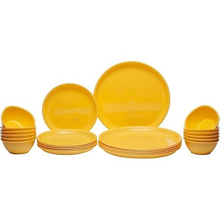 Gluman 24 Pieces Round Dinner Set | Shiny & Glossy Finish | 100% Food ...