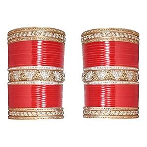 Buy Manihaar Red Designer White & Golden Stones Design Beautiful ...