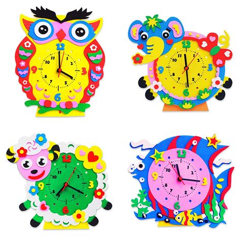 Buy B bangcool 4 Sets DIY Clock Kit Cartoon Educational Toy Wall Clock ...