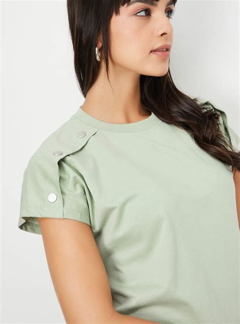 Buy Women Solid Top with Button Tabs Online at just Rs. 299.0 ...