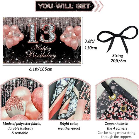 Vicycaty Happy 13th Birthday Decorations for Girls Rose Gold, India | Ubuy