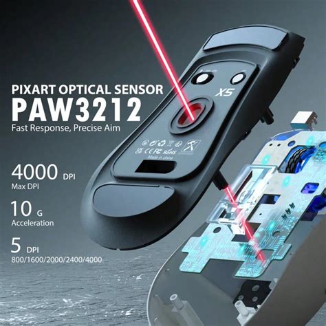 ATTACK SHARK ATTACK SHARK X5 kabellose Gaming Maus mit 3 Modi PAW3212 ...