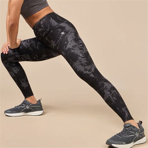 Buy Women's Black Printed Train All Day COMFlex Tights Online in India ...