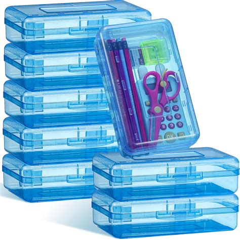 Amazon.com : Cholemy 8 Pcs Plastic Pencil Case Bulk Large Capacity ...
