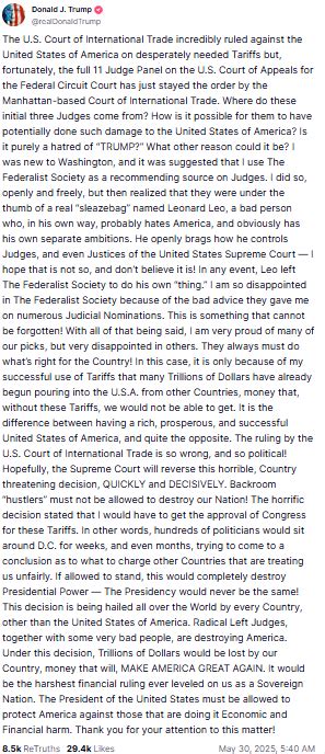 Trump Tariffs are back! US government gets a temporary stay order ...