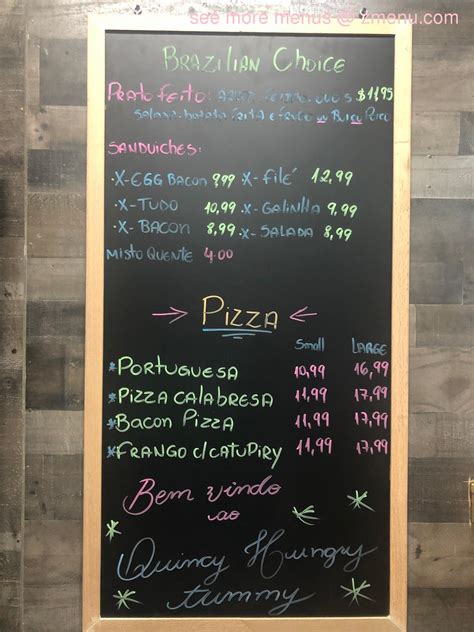 Menu at Quincy Hungry Tummy pizzeria, Quincy