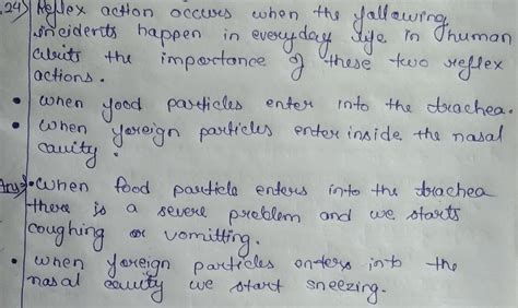 Reflex action occurs when the following incidents happen in everyday ...