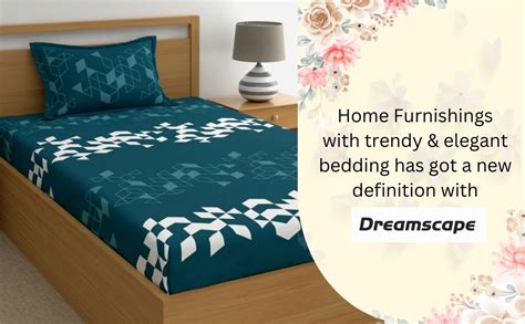 Dreamscape 100% Cotton Single Bedsheet with 1 Pillow Cover - (Size 59 x ...