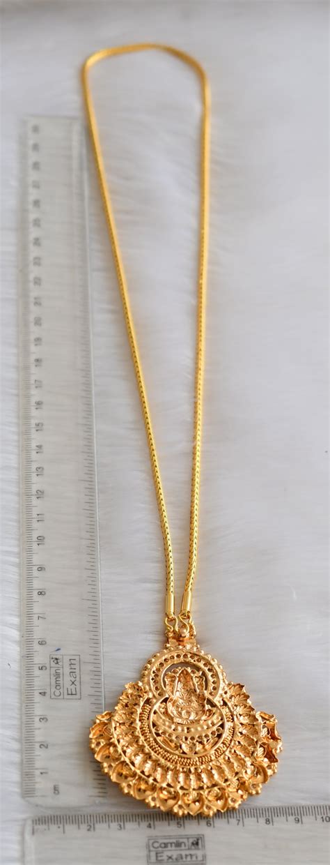 Gold tone ad white stone Lakshmi pendant with chain dj-39449 – dreamjwell