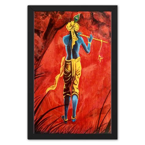 Ritwika's Abstract of Lord Krishna Playing Flute Walking Wall Art ...