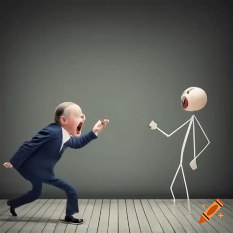 Stickman character shouting at another person on Craiyon